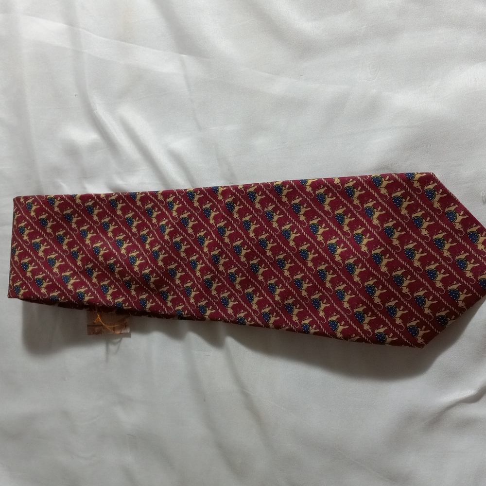 JIM THOMPSON 100% Silk Elephant Tie 54" Burgundy NWT